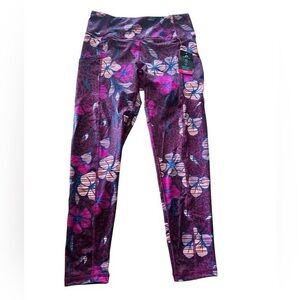 Pro Player Moisture Wicking Leggings - Womens Size Small - Pink Purple Floral